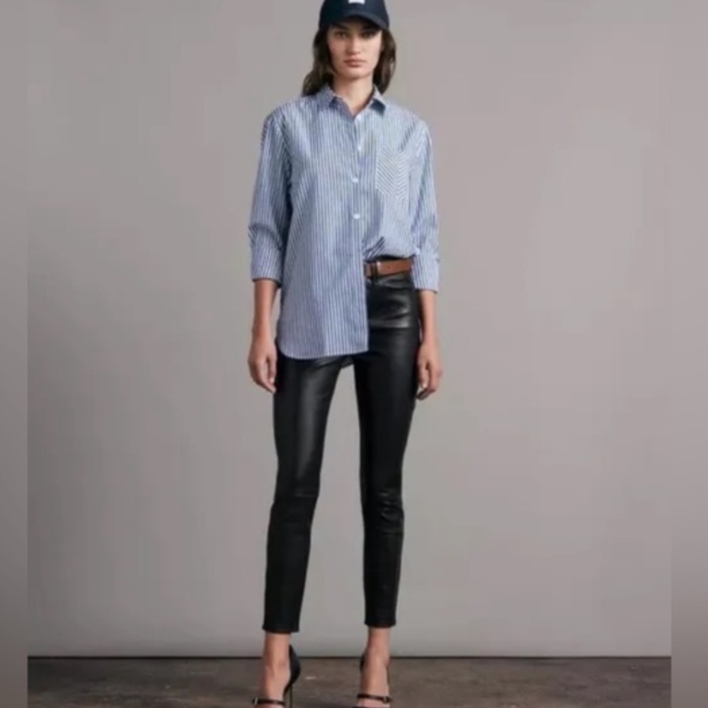 Rag & Bone Simone lamb leather pants Black skinny slim Straight women’s size 12